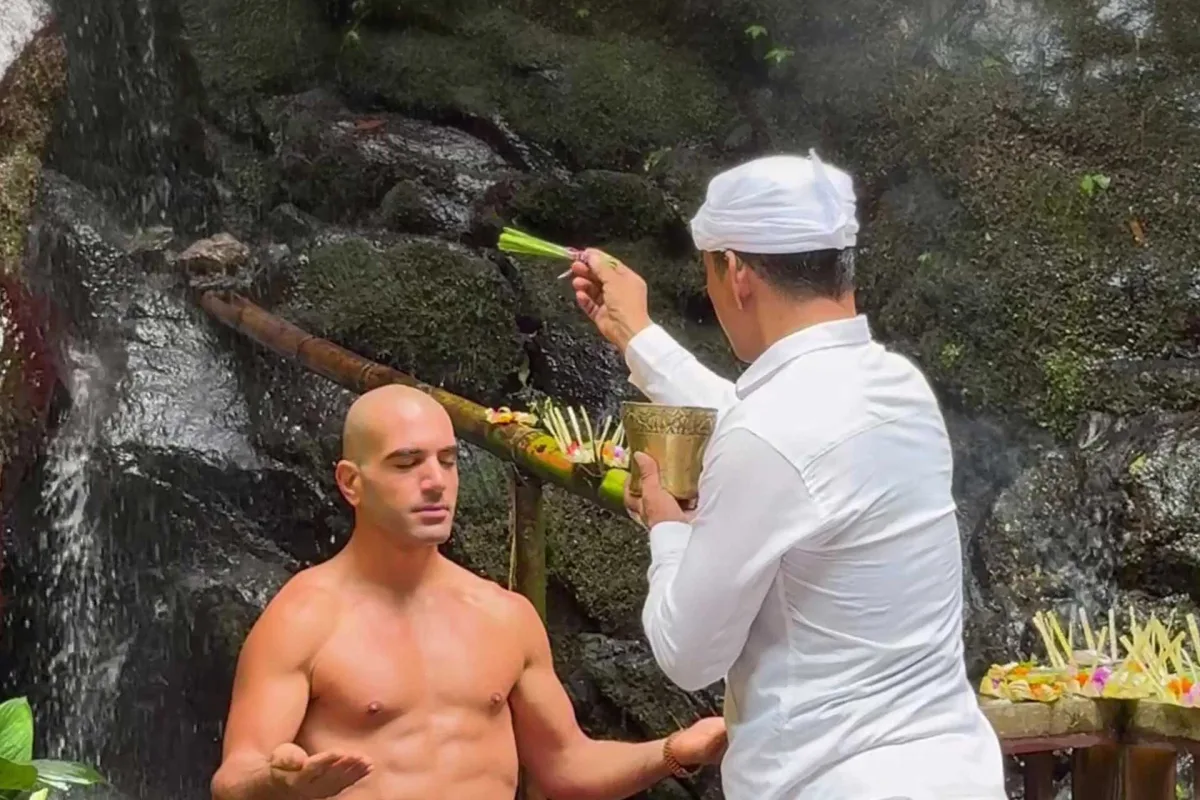 Balinese Blessing Purification at the River 